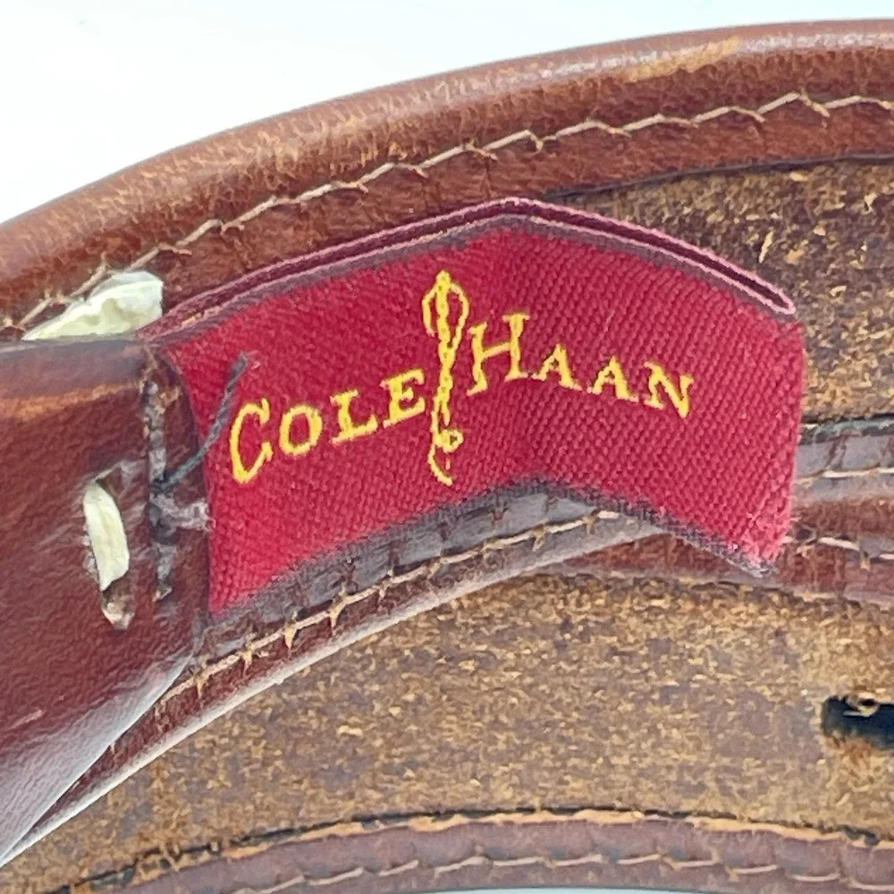 Cole Haan Brown Leather Dress Casual Men's‎ Belt Size 38 4069 Solid Brass Buckle